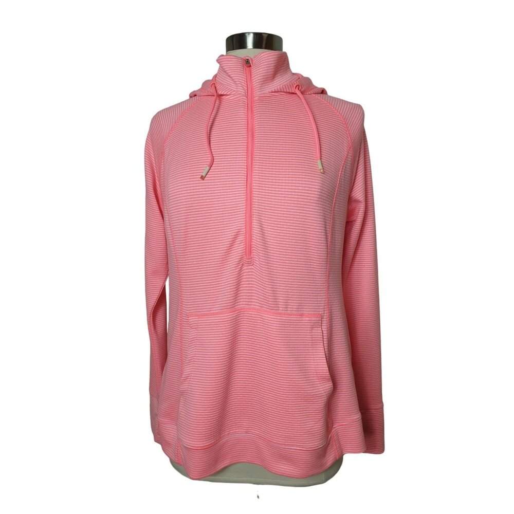 Tangerine Womens XL Half-Zip Hooded Pullover Sweatshirt Athleisure Pckts Casual